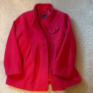 GAP Red Pea Coat with Floral Detail
